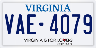 VA license plate VAE4079