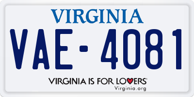 VA license plate VAE4081