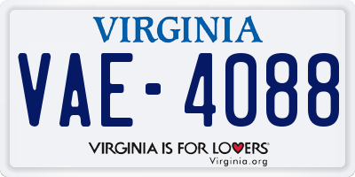 VA license plate VAE4088