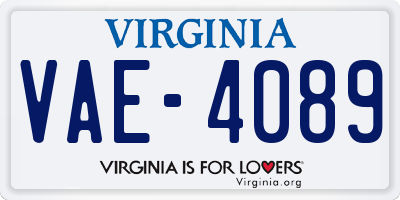 VA license plate VAE4089