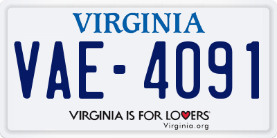 VA license plate VAE4091