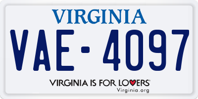 VA license plate VAE4097