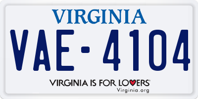 VA license plate VAE4104