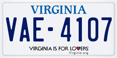 VA license plate VAE4107