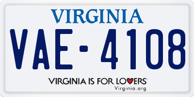 VA license plate VAE4108