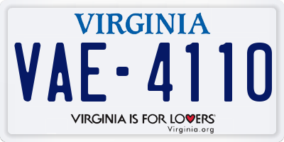 VA license plate VAE4110
