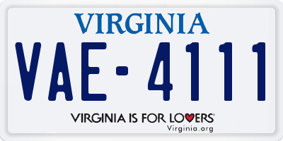 VA license plate VAE4111