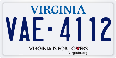 VA license plate VAE4112