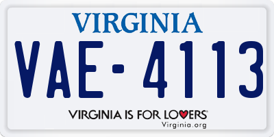 VA license plate VAE4113