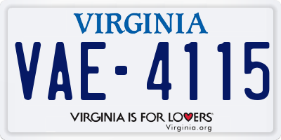 VA license plate VAE4115