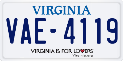 VA license plate VAE4119