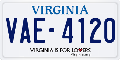 VA license plate VAE4120