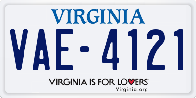 VA license plate VAE4121