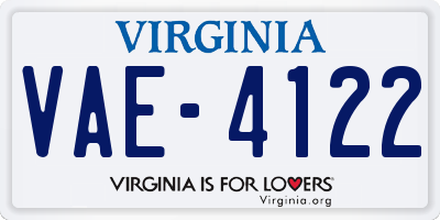 VA license plate VAE4122
