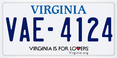 VA license plate VAE4124