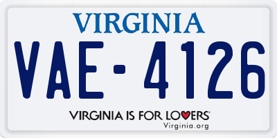 VA license plate VAE4126