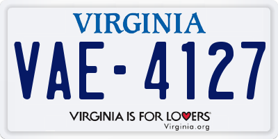 VA license plate VAE4127