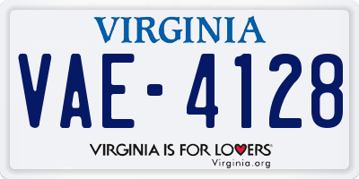VA license plate VAE4128