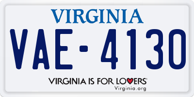 VA license plate VAE4130