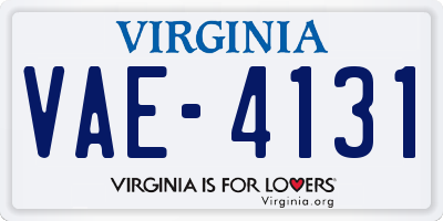 VA license plate VAE4131
