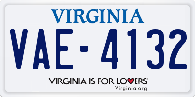 VA license plate VAE4132