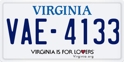 VA license plate VAE4133