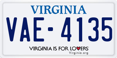 VA license plate VAE4135