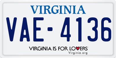 VA license plate VAE4136