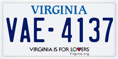 VA license plate VAE4137