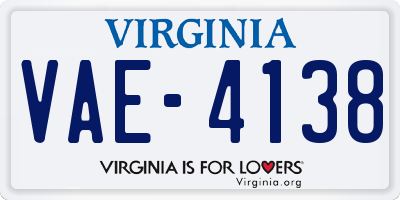VA license plate VAE4138