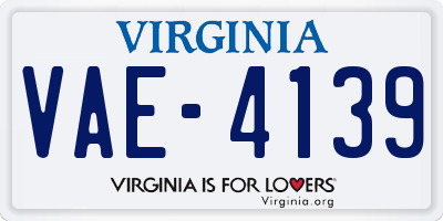 VA license plate VAE4139
