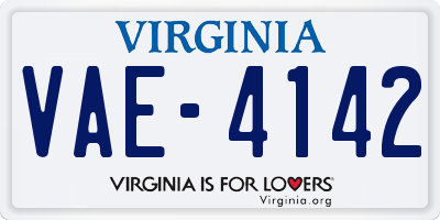 VA license plate VAE4142