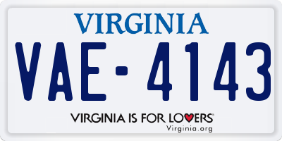 VA license plate VAE4143