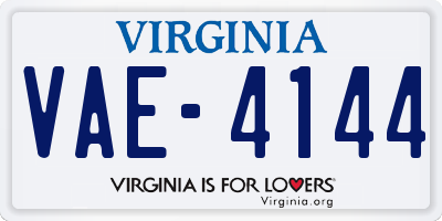 VA license plate VAE4144