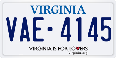 VA license plate VAE4145