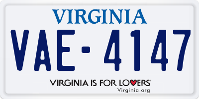 VA license plate VAE4147