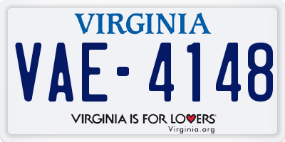 VA license plate VAE4148