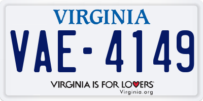 VA license plate VAE4149