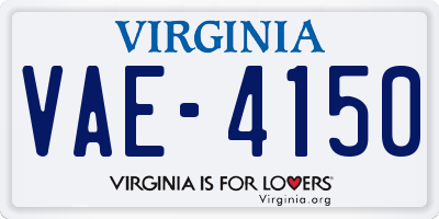 VA license plate VAE4150