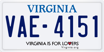 VA license plate VAE4151