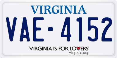 VA license plate VAE4152