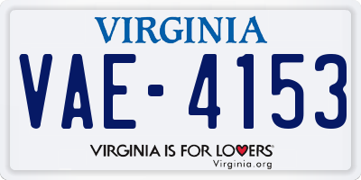 VA license plate VAE4153