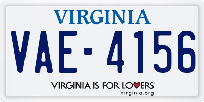 VA license plate VAE4156