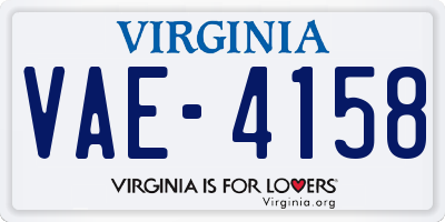 VA license plate VAE4158