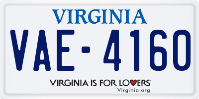 VA license plate VAE4160