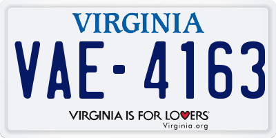 VA license plate VAE4163