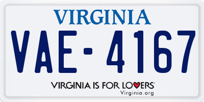 VA license plate VAE4167