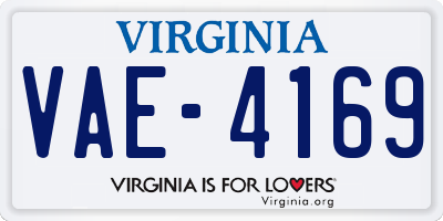 VA license plate VAE4169