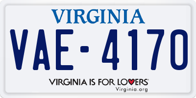 VA license plate VAE4170