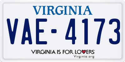 VA license plate VAE4173